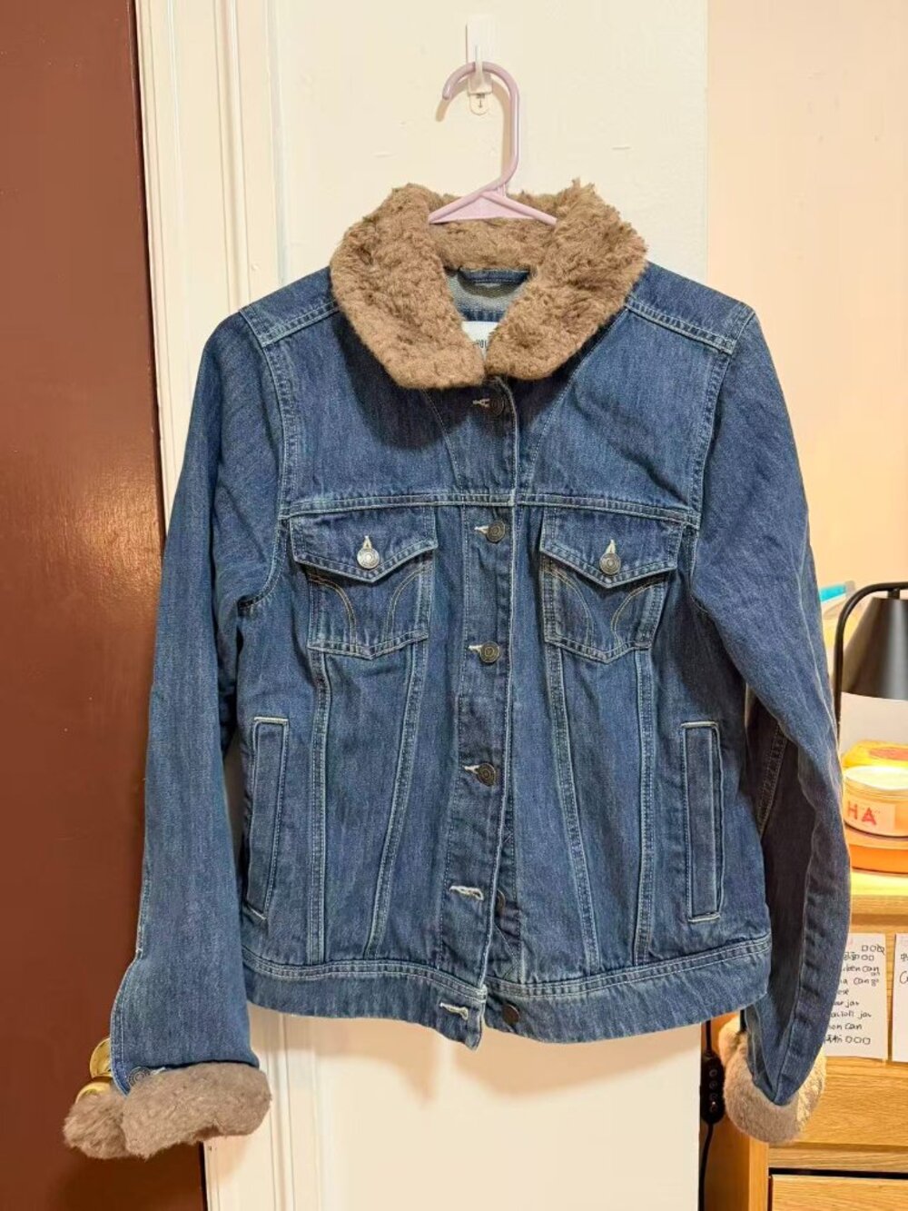 Hollister faux fur denim jacket